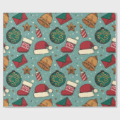 Papier Cadeau Éléments de Noël (Plat)