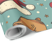Papier Cadeau Éléments de Noël (Coin rond)