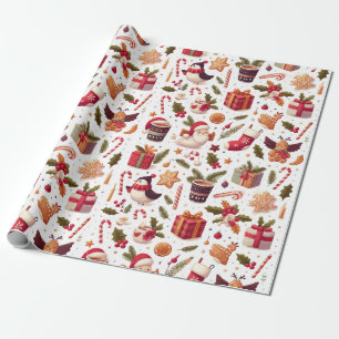 Papier Cadeau Éléments de Noël Cadeaux de Noël