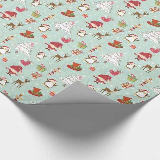 Papier Cadeau Éléments de Noël Elfes rennes (Coin)