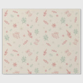 Papier Cadeau Éléments de Noël minimaux mignons (Plat)