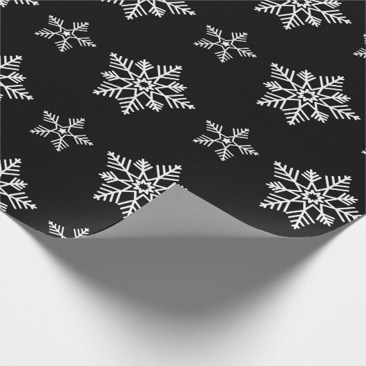 Papier Cadeau Eléments de Noël noir et blanc élégants (Coin)