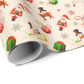 Papier Cadeau Éléments de Noël Papier Motif (Coin rond)