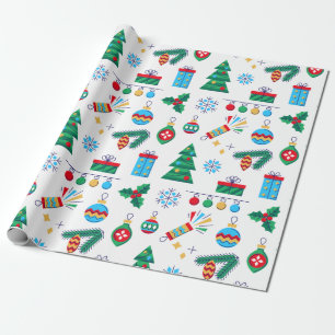 Papier Cadeau Eléments de Noël Vectoriels dessinés à la main