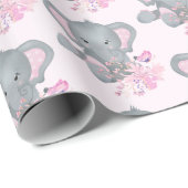 Papier Cadeau Éléphant aquarelle mignon (Coin rond)