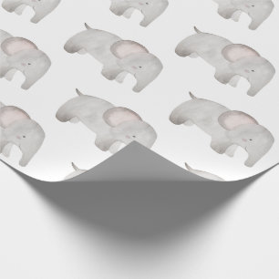 Papier Cadeau Elephant Baby Grey Aquarelle mignonne Moderne