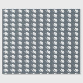 Papier Cadeau Eléphant Bébé blanc mou sur gris pierre (Plat)