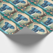 Papier Cadeau Eléphant Bébé Bleu Whimsical, (Coin)