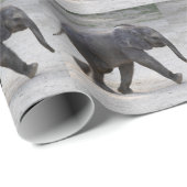 Papier Cadeau Eléphant bébé doux Kibali (Coin rond)