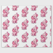 Papier Cadeau Eléphant Bébé Rose Cute Avec Amour (Plat)