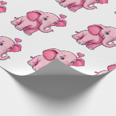Papier Cadeau Eléphant Bébé Rose Cute Avec Amour (Coin)