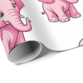 Papier Cadeau Eléphant Bébé Rose Cute Avec Amour (Coin rond)