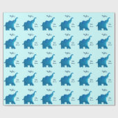 Papier Cadeau éléphant bleu (Plat)