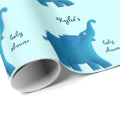 Papier Cadeau éléphant bleu (Coin rond)