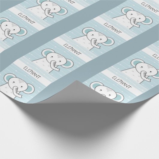 Papier Cadeau Eléphant bleu bébé (Coin)