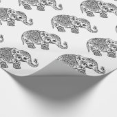 Papier Cadeau Eléphant Cute Paisley En Blanc Et Noir (Coin)