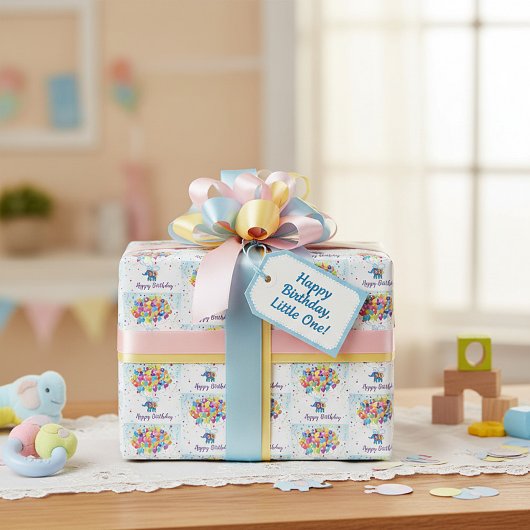 Papier Cadeau éléphant d'anniversaire 