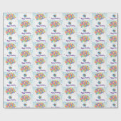 Papier Cadeau éléphant d'anniversaire  (Plat)