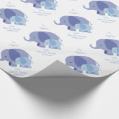 Papier Cadeau Éléphant de bleus layette (Coin)
