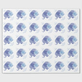 Papier Cadeau Éléphant de bleus layette (Plat)