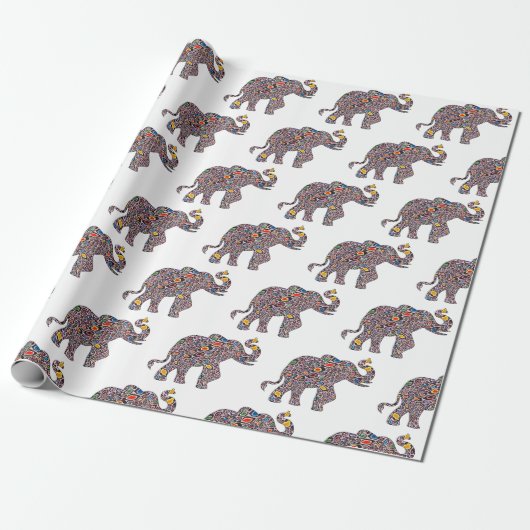 Papier Cadeau Eléphant de Cheetah psychédélique rose (Déroulé)