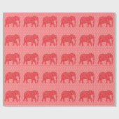 Papier Cadeau Eléphant de fleurs - rouge profond et corail (Plat)