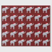 Papier Cadeau Eléphant de Noël rouge (Plat)