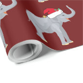 Papier Cadeau Eléphant de Noël rouge (Coin rond)