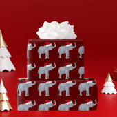 Papier Cadeau Eléphant de Noël rouge