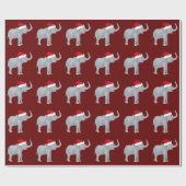 Papier Cadeau Eléphant de Noël rouge mignon à Santa Hat (Plat)