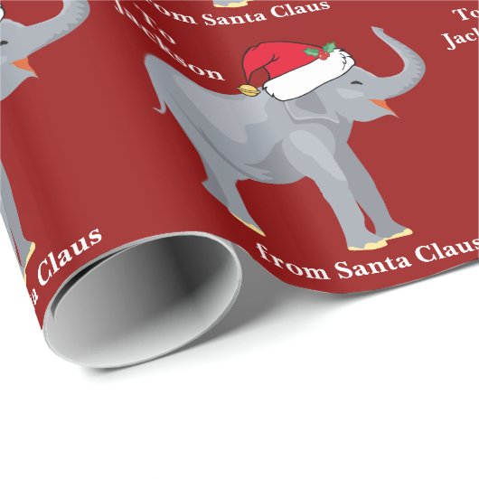 Papier Cadeau Eléphant de Noël sur mesure (Coin rond)