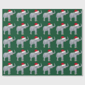 Papier Cadeau Elephant de Noël Vert mignon (Plat)