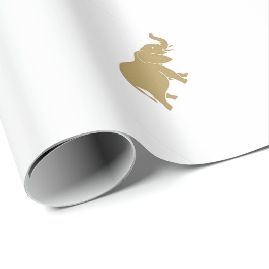 Papier Cadeau Éléphant d'or (Coin rond)