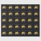 Papier Cadeau éléphant d'or - noir (Plat)