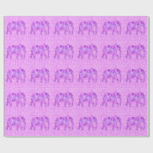 Papier Cadeau Éléphant en spirale fractale - violet et orchidée (Plat)