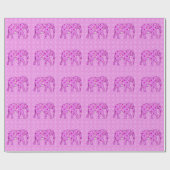 Papier Cadeau Éléphant fleur - orchidée et magenta (Plat)