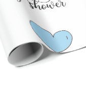 Papier Cadeau Elephant maman & Baby shower bleu gris blanc garço (Coin rond)