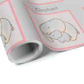 Papier Cadeau Eléphant maman et bébé (Coin rond)
