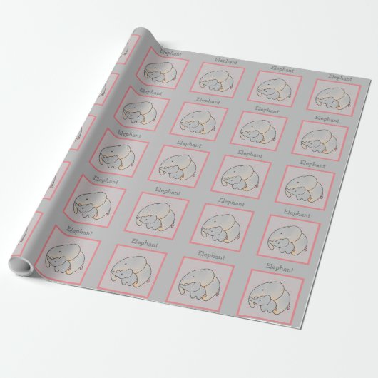Papier Cadeau Eléphant maman et bébé (Déroulé)