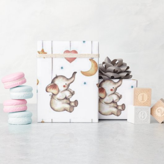 Papier Cadeau Eléphant mignon (Baby Shower)