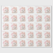 Papier Cadeau Eléphant mignon 1er Anniversaire Fille rose Person (Plat)