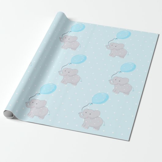 Papier Cadeau Eléphant mignon avec ballon (Déroulé)