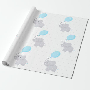 Papier Cadeau Eléphant mignon avec ballon