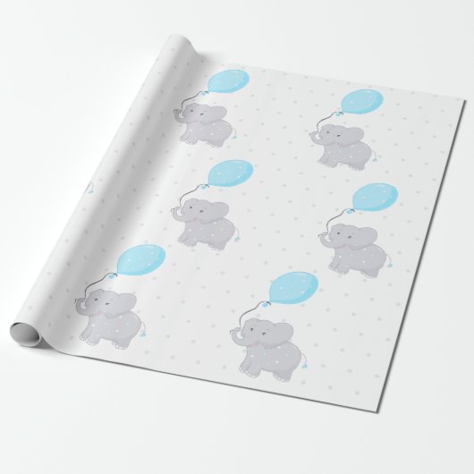 Papier Cadeau Eléphant mignon avec ballon (Déroulé)