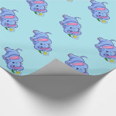 Papier Cadeau Eléphant mignon avec Fleur Jungle Animaux Enfants (Coin)