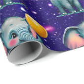 Papier Cadeau Elephant mignon Charme Thème Inspiré (Coin rond)