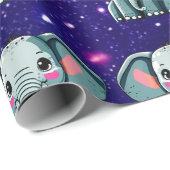 Papier Cadeau Elephant mignon Charme Thème Inspiré (Coin rond)