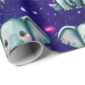 Papier Cadeau Elephant mignon Charme Thème Inspiré (Coin rond)