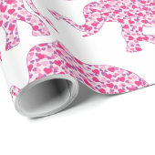 Papier Cadeau Eléphant mignon composé de Petits Coeurs Roses (Coin rond)