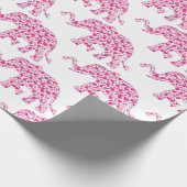 Papier Cadeau Eléphant mignon composé de Petits Coeurs Roses (Coin)